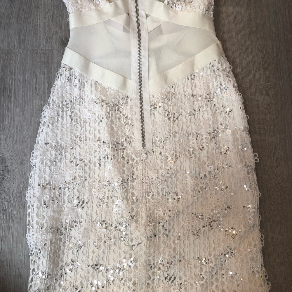 White sequined Bebe dress. Size: Small
